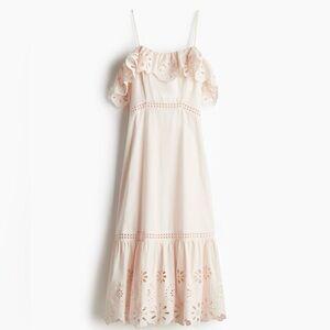 H&M Pale Pink Eyelet Midi Dress